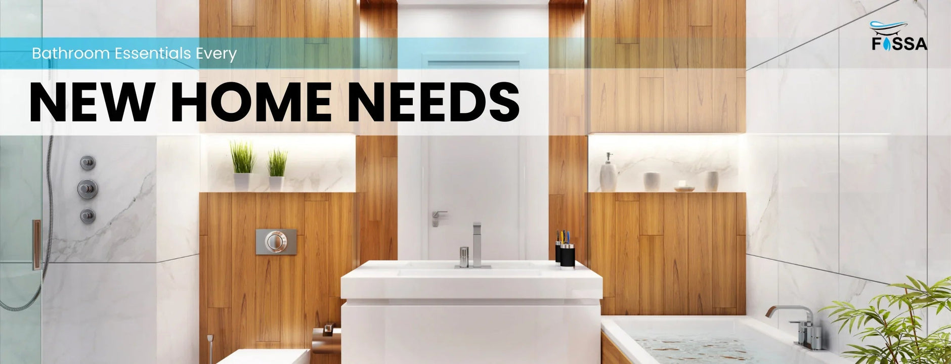 Modern bathroom with wood paneling, white sink, glass shower, tub, and bathroom accessories