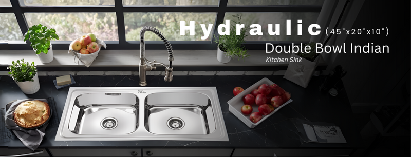 Premium Hydraulic (45"x20"x10") Double Bowl Indian Kitchen sink