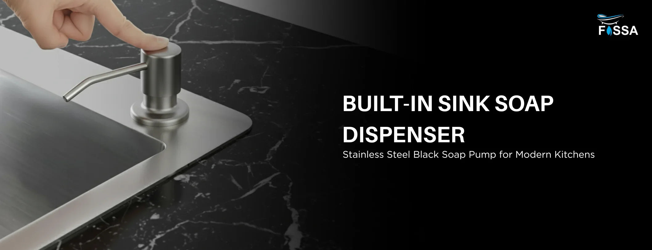 Fossa Built-In Sink Soap Dispenser | Stainless Steel Black Kitchen Soap Pump 300ml