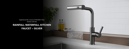 Experience the Luxury of Rainfall in Your Kitchen with the Rainfall Waterfall Kitchen Faucet – Silver - Fossa Home