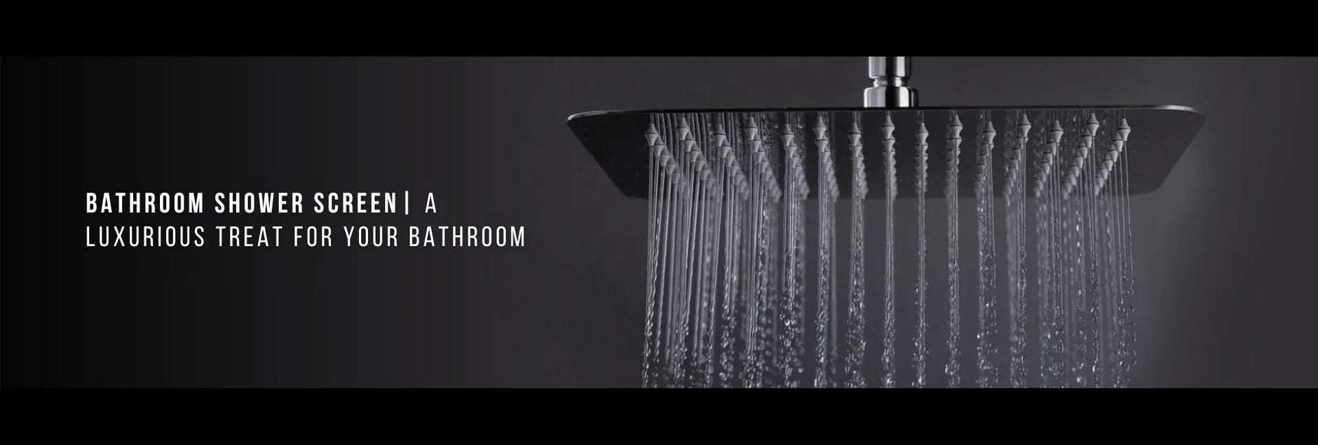 Modern square bathroom shower screen with rainfall water flow, premium bath accessory
