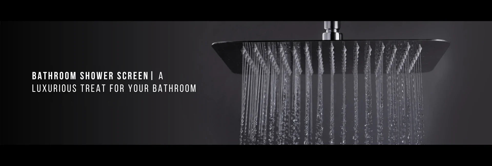 Modern square bathroom shower screen with rainfall water flow, premium bath accessory