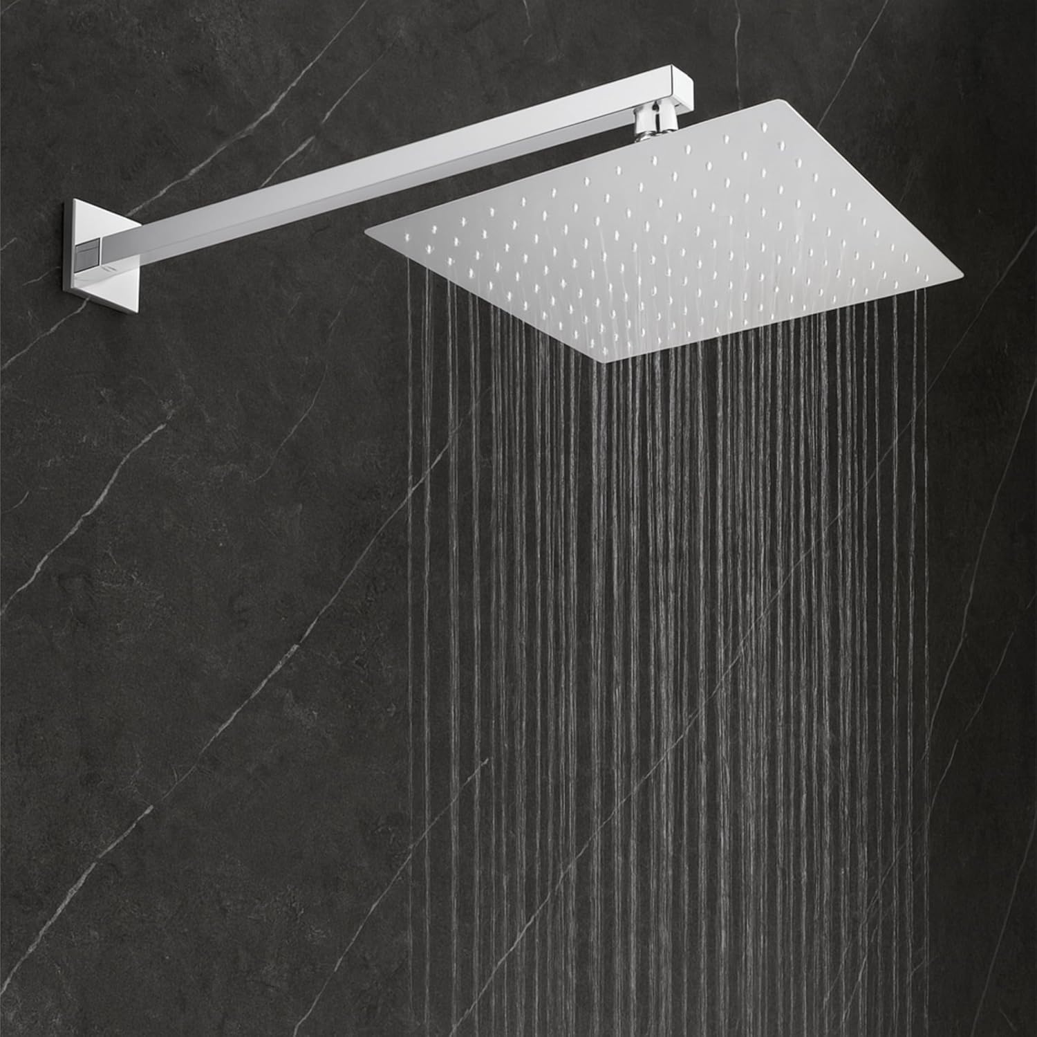 Ultra (10x10 Inches) 304- Grade Stainless Steel Chrome Finish Overhead Shower With Arm (18 Inch)