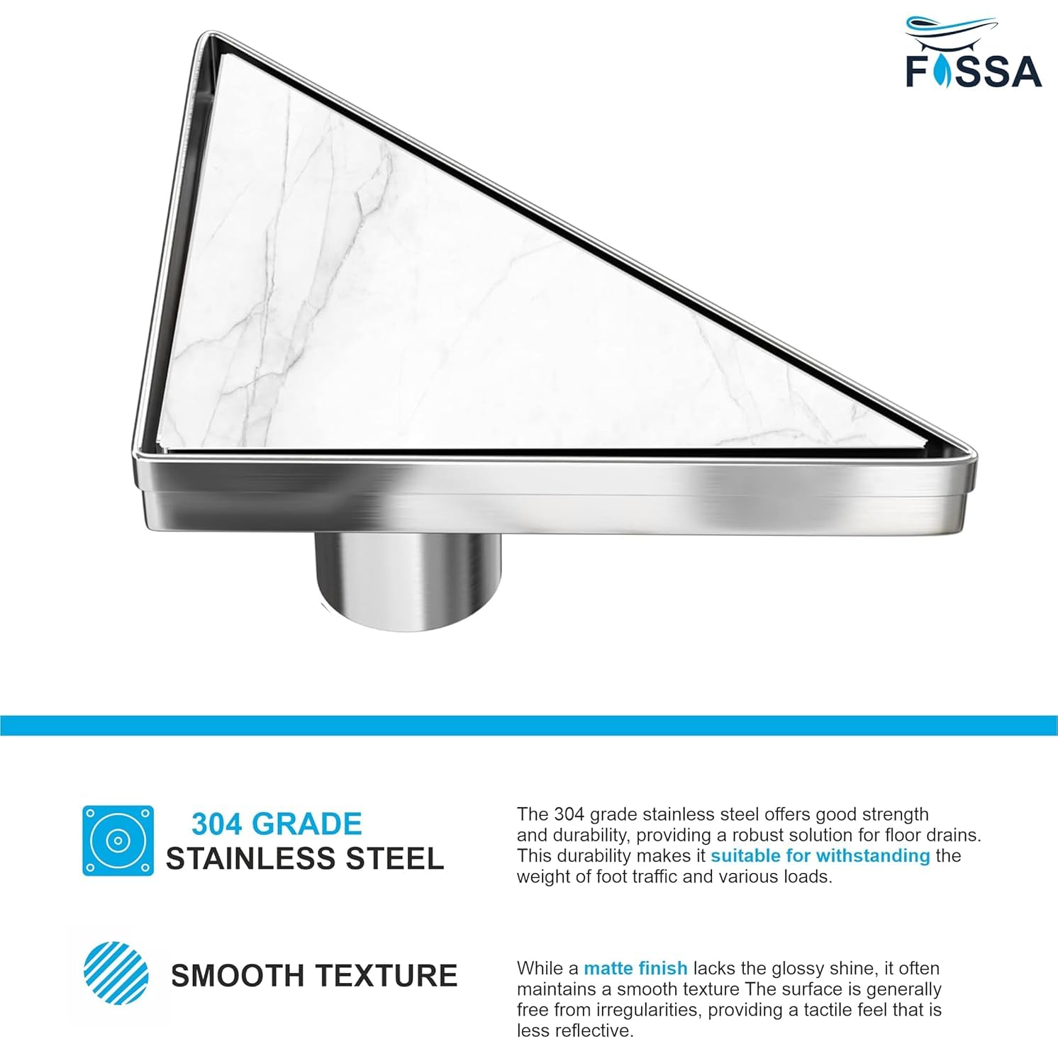 11"x4" Inch Triangle  304 Grade Stainless Steel Floor Drain