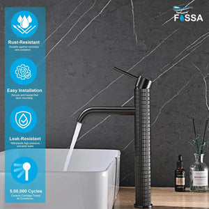 vitro brass basin mixer tap black finish single lever hot cold faucet