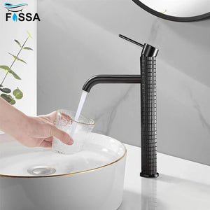 modern bathroom basin mixer tap brass black finish hot cold control