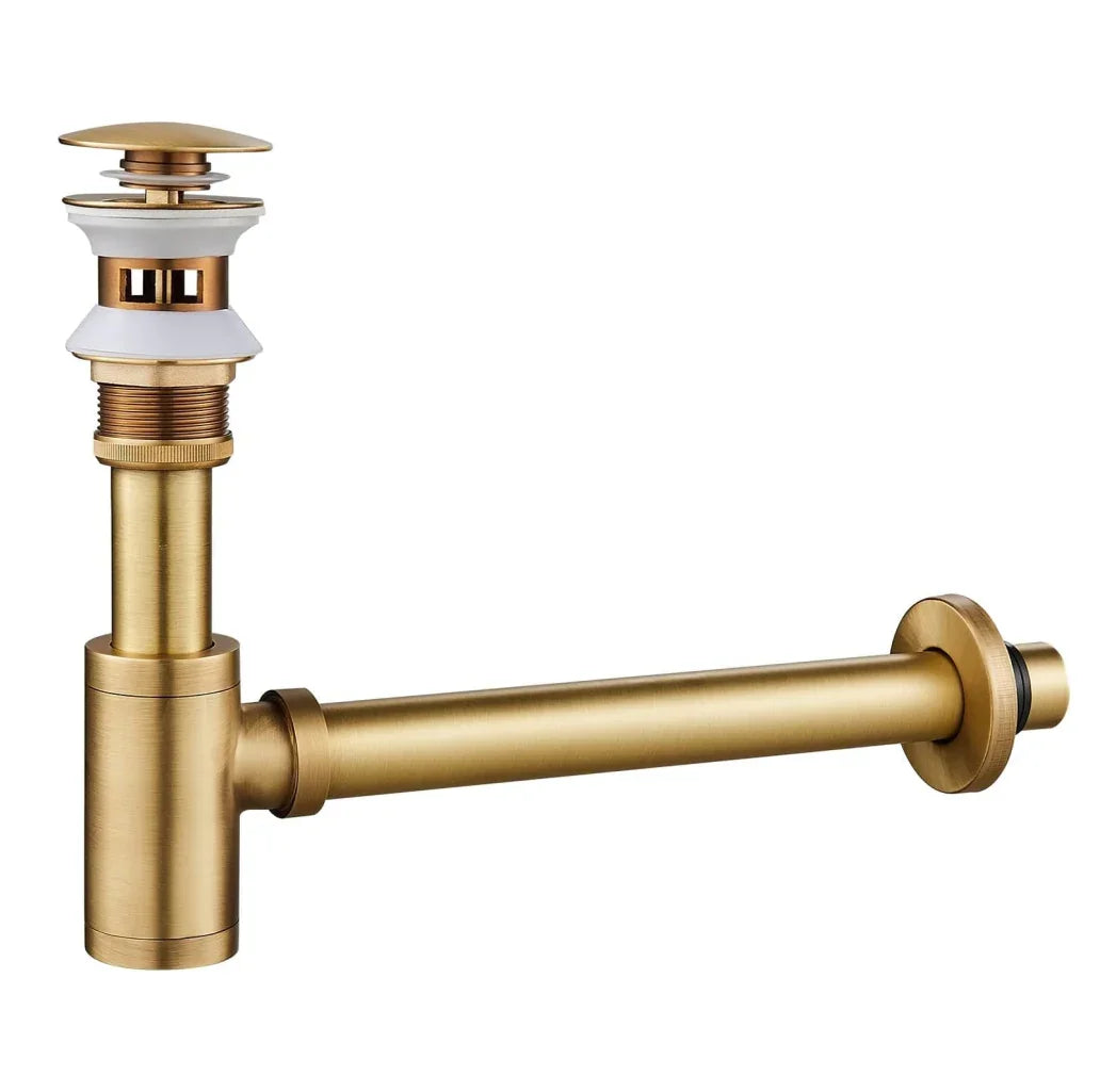12-inch stainless steel gold bottle trap with flange and pop-up coupling premium