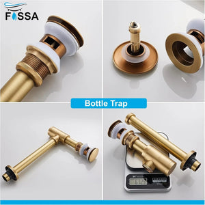 premium stainless steel bottle trap 12 inch gold with wall flange