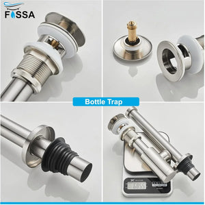 bathroom bottle trap stainless steel silver with pop-up coupling