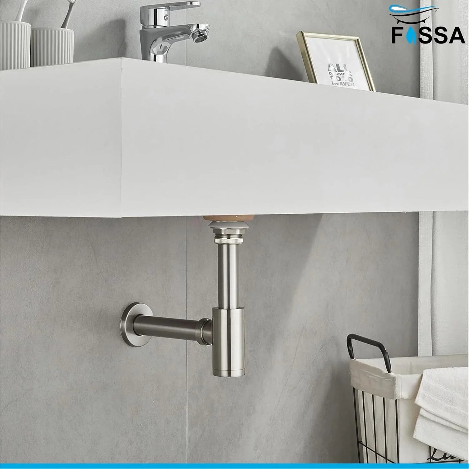 premium stainless steel bottle trap 12 inch silver finish with coupling