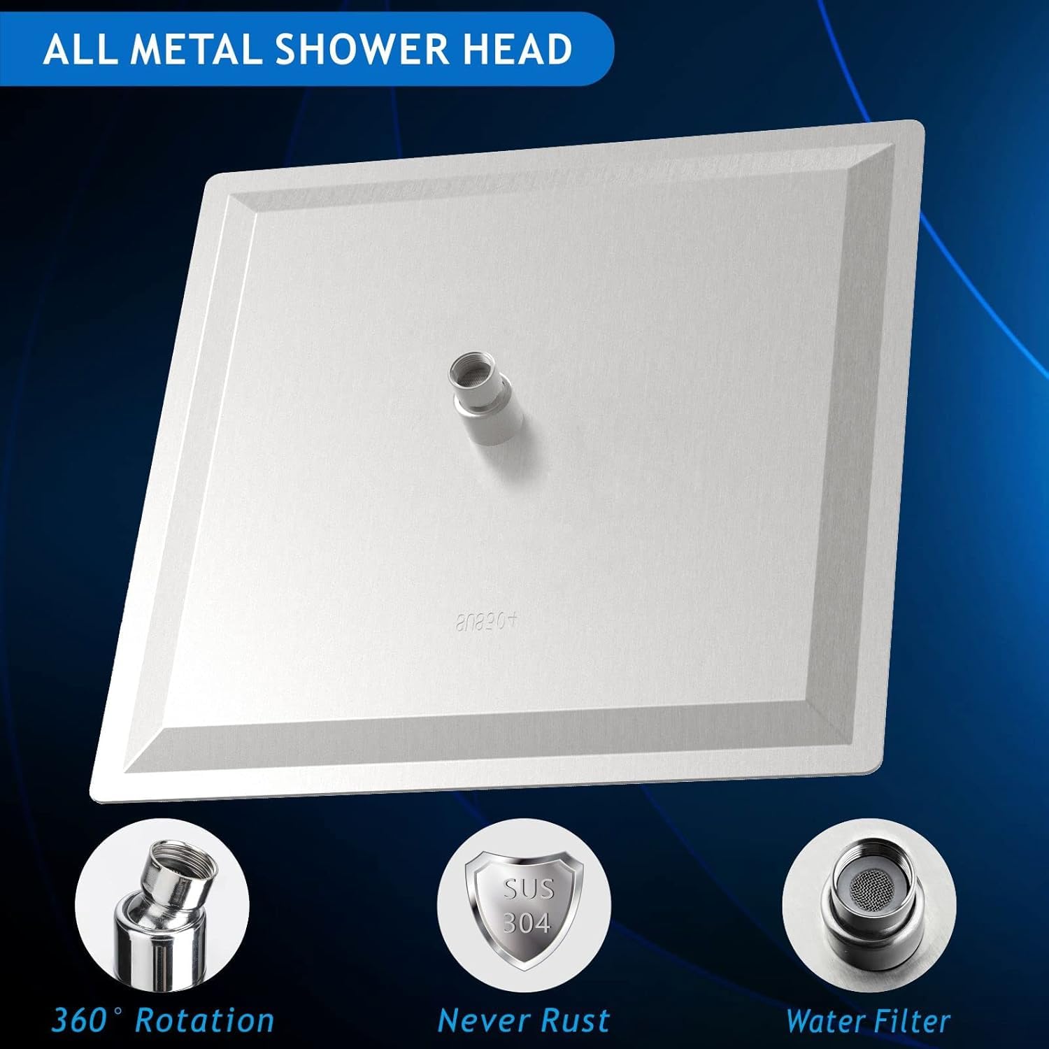Fossa 16"x1 6" Rain Shower - Fossa Square High Pressure Shower Head Made of 304 Stainless Steel( shower head only )