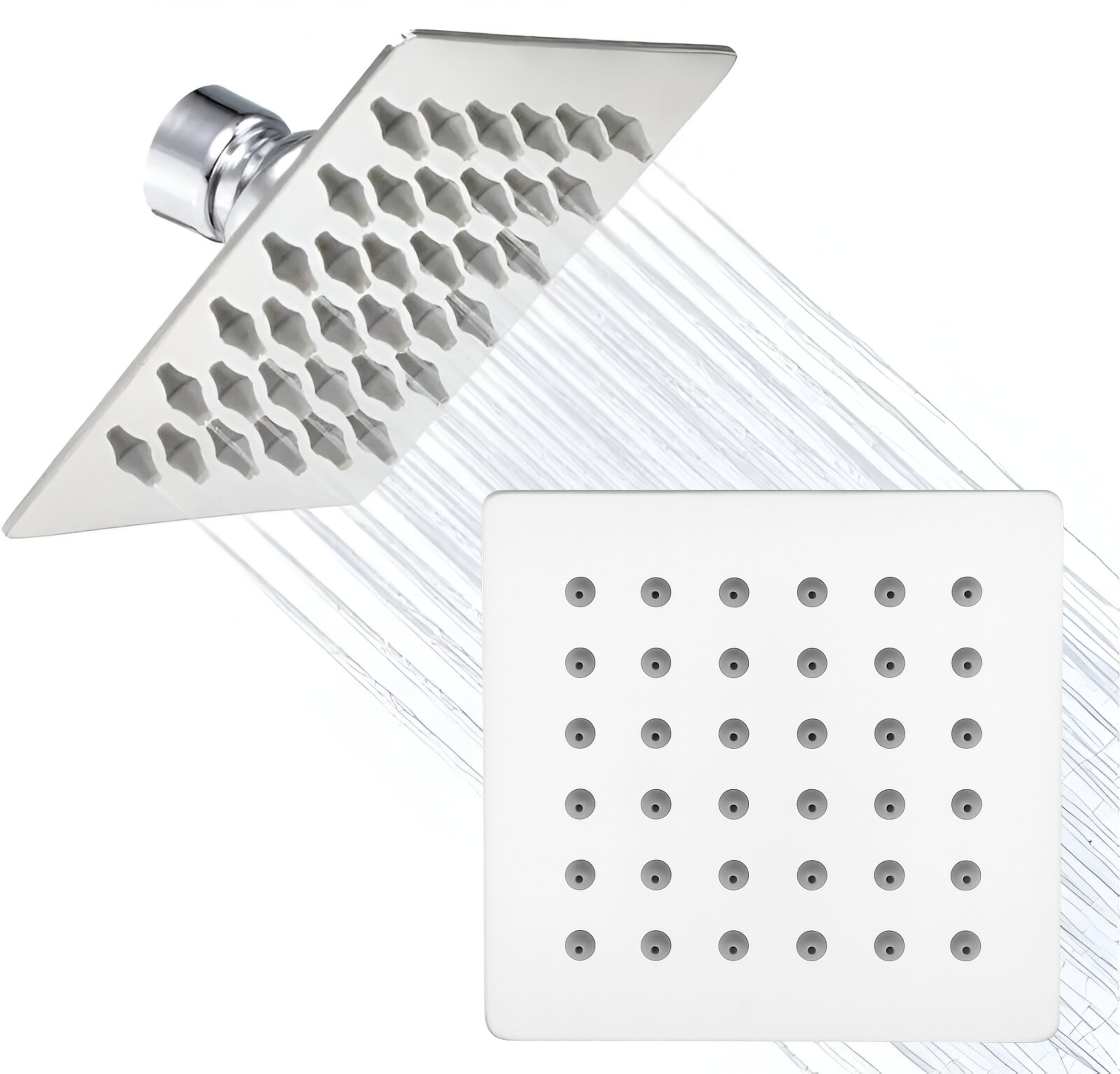 Fossa 4x4 Rain Overhead Shower Square 304 Stainless Steel Rain Showers Overhead Wall Mounted, Without Arm UOHS-001