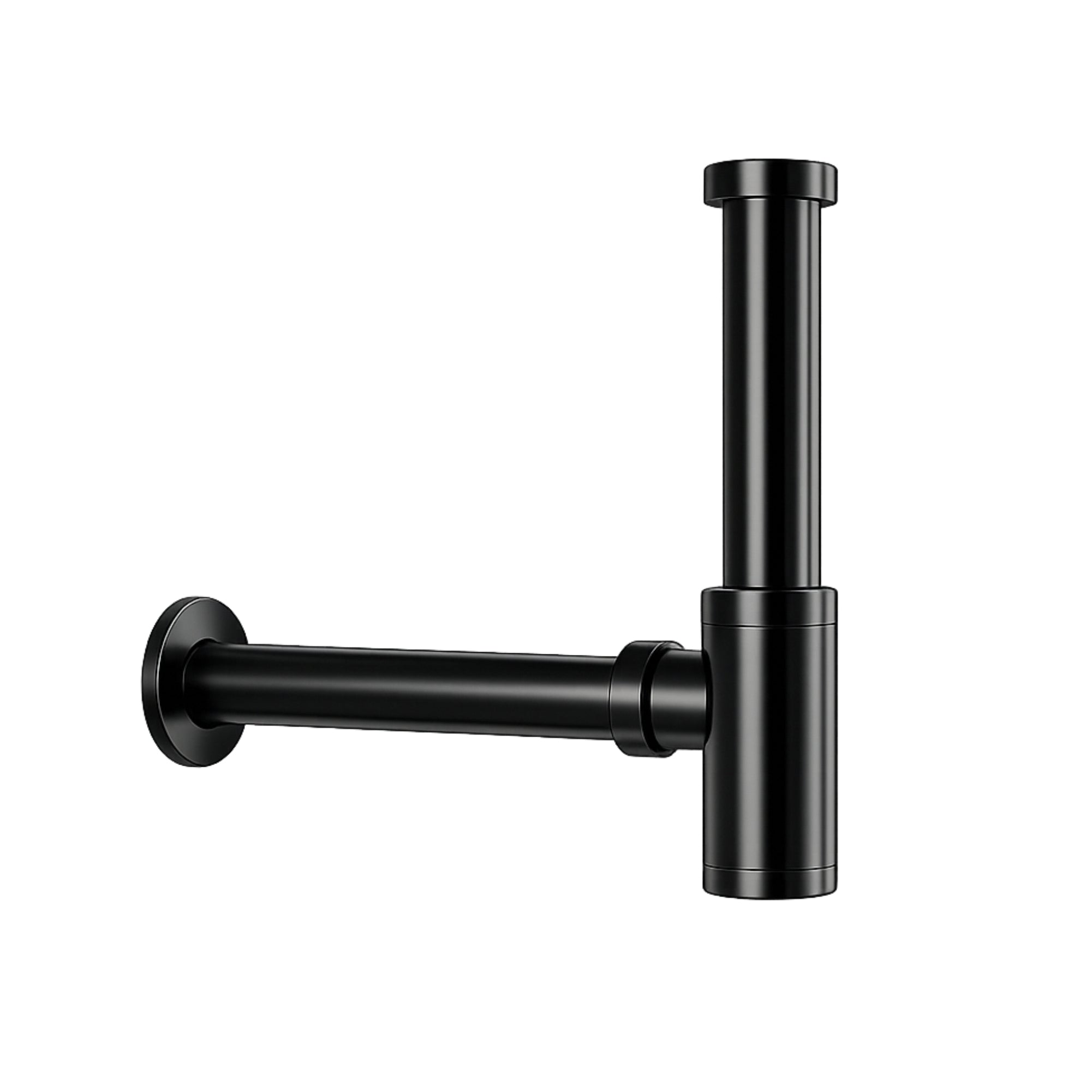 12 inch Stainless Steel Black Bottle Trap with Flange - Fossa Home 
