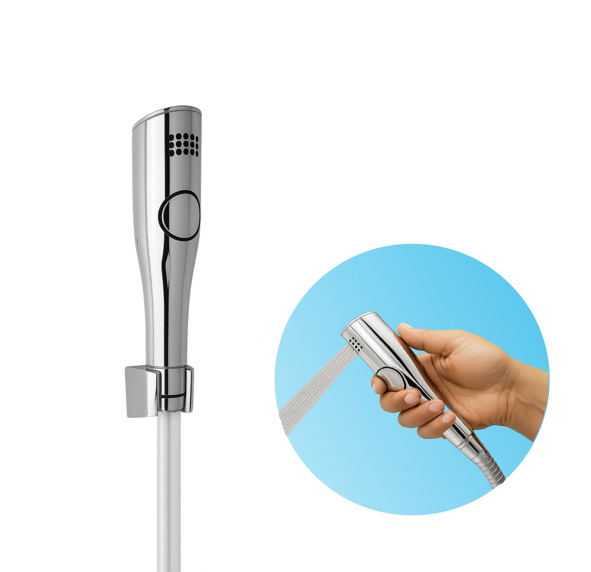 Fossa Italian Health Faucet Bidet Sprayer for Toilet, Handheld Sprayer Cloth Diaper Sprayer Set - ABS (Chrome Finish) | (with 1 mtr Hose Pipe & Hook)