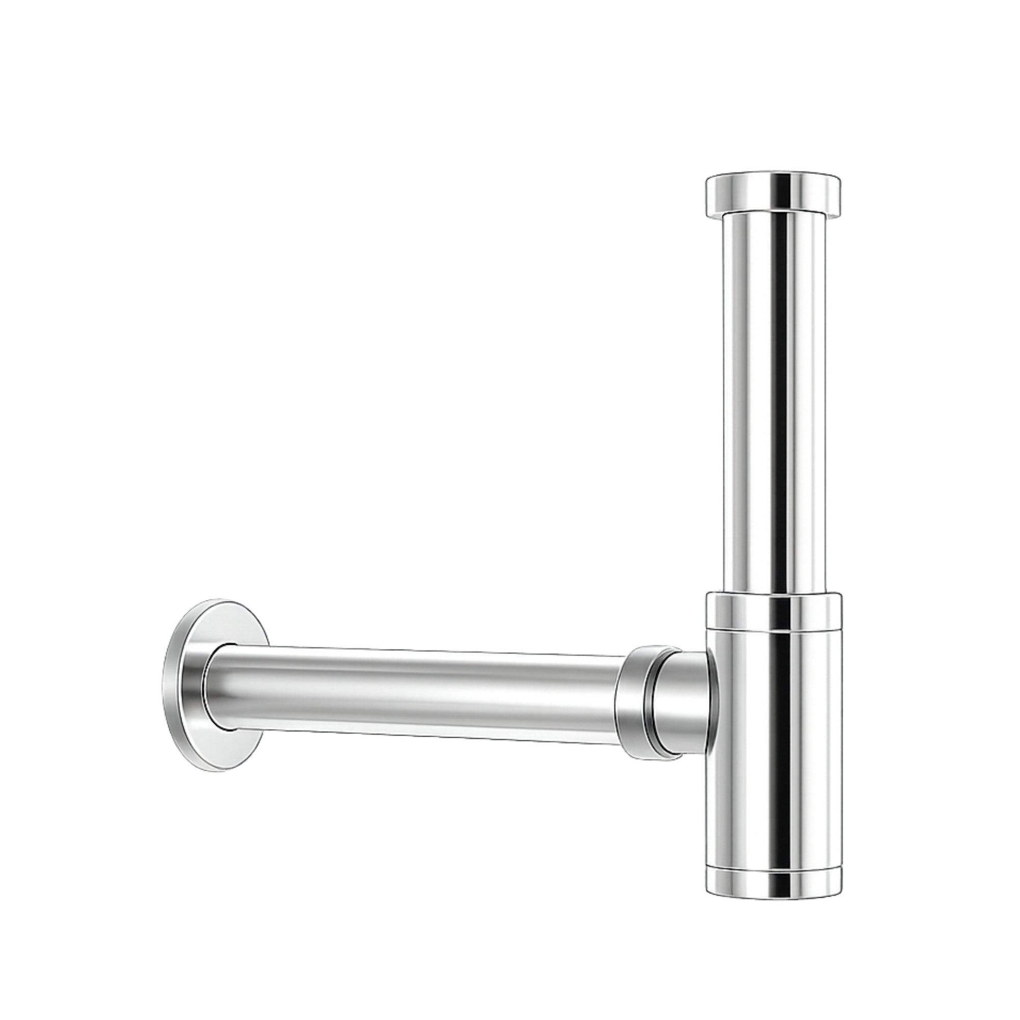 12 inch Stainless Steel Silver Bottle Trap with Flange - Fossa Home 