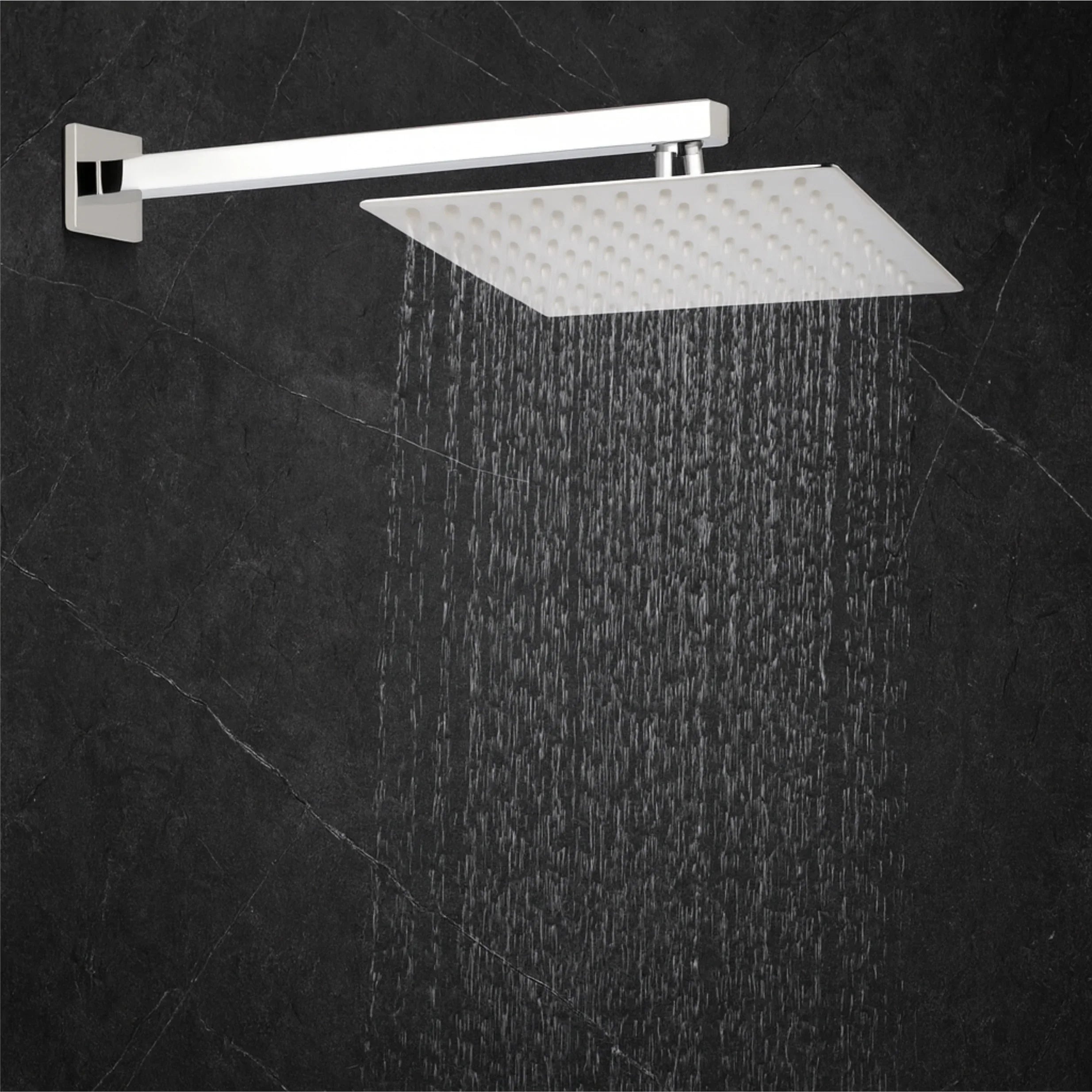 Ultra (8x8 Inches) 304- Grade Stainless Steel Chrome Finish Overhead Shower With Arm (15 Inch) - Fossa Home 