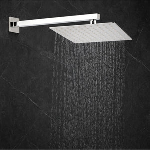 Ultra (8x8 Inches) 304- Grade Stainless Steel Chrome Finish Overhead Shower With Arm (15 Inch) - Fossa Home 