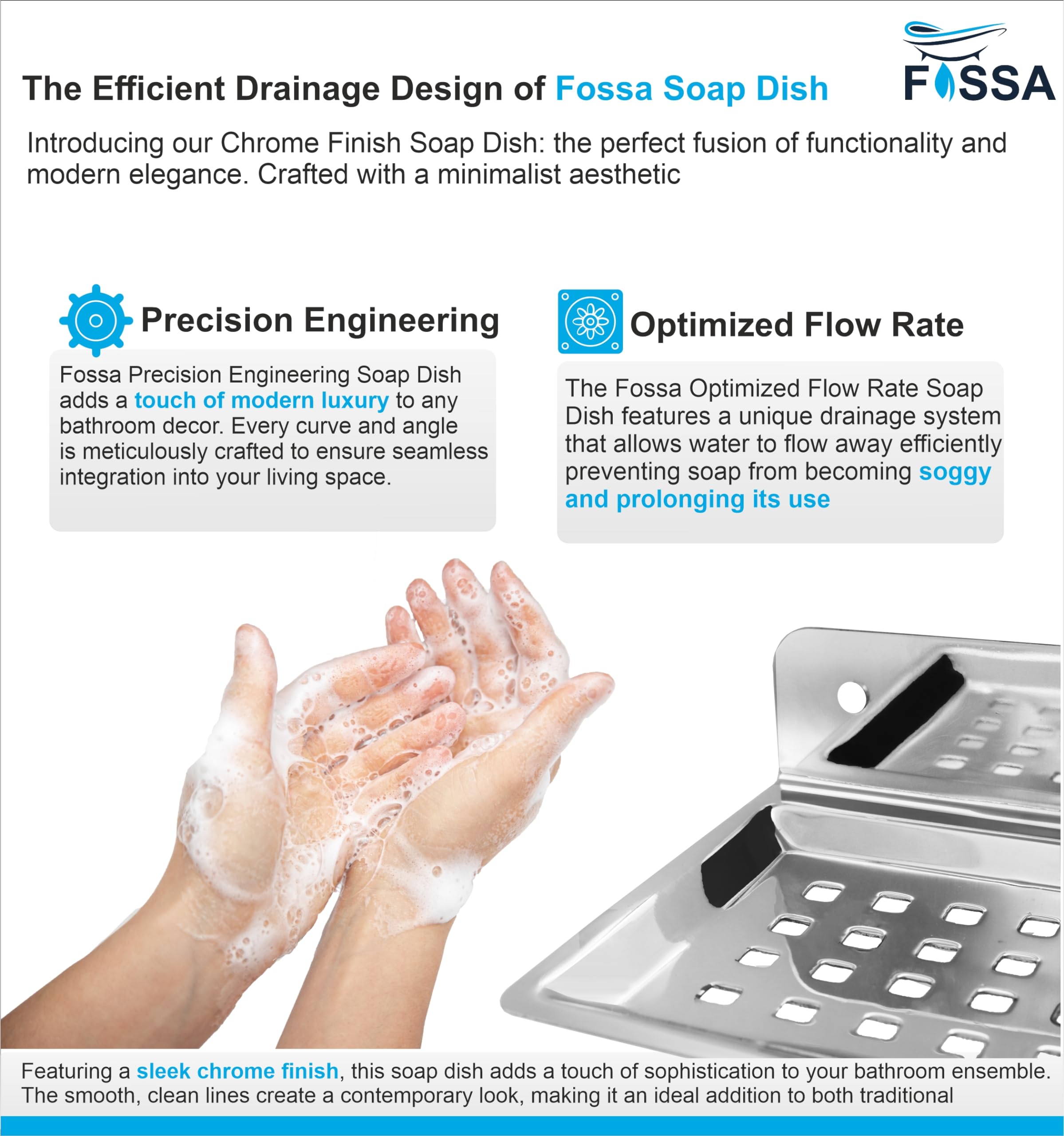 Firm and stable design securely holds standard soap bars.