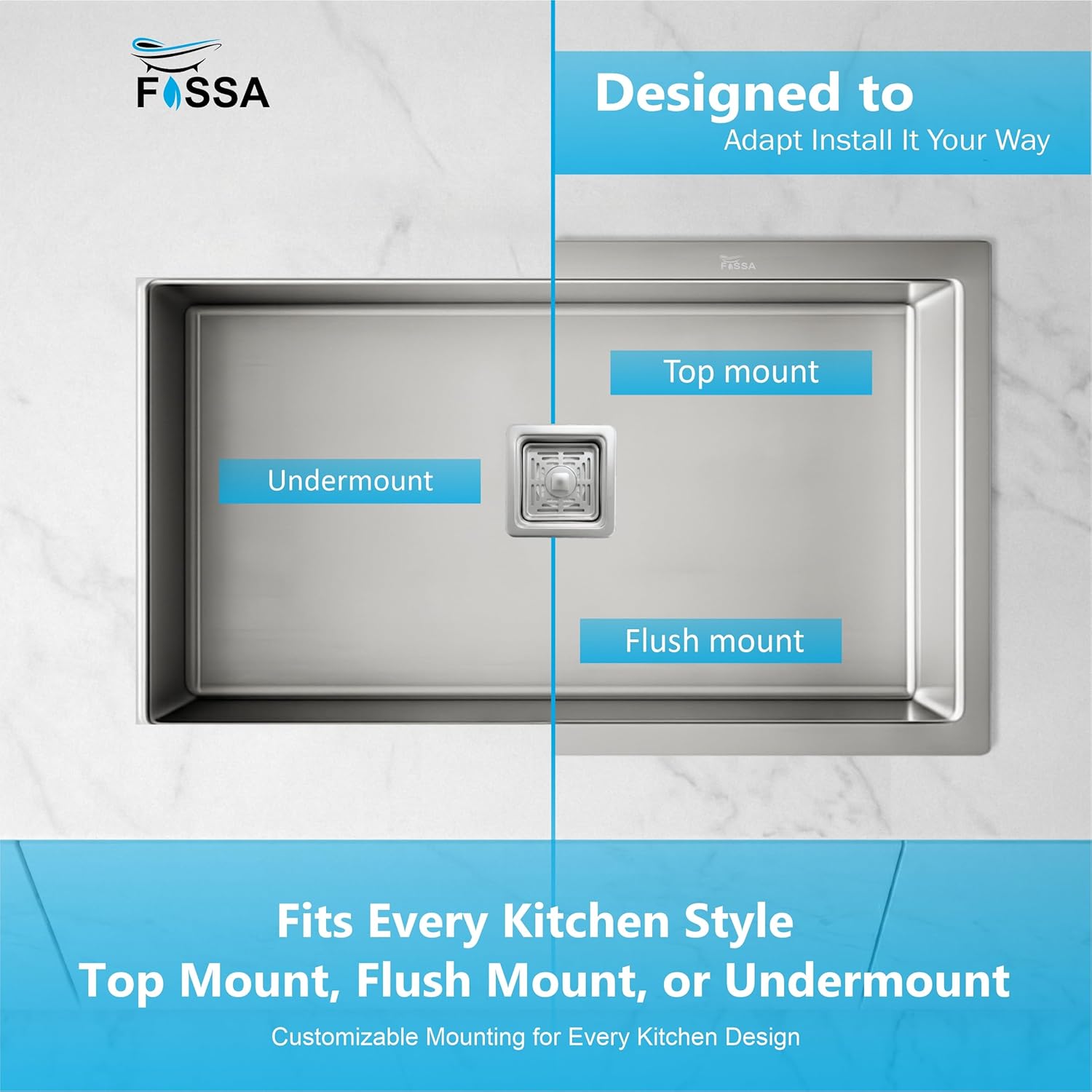 32x18 inch stainless steel single bowl kitchen sink installed in modern kitchen topmount undermount flushmount