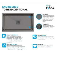 Premium Handmade  (27 x 20 x 10)  Inch Stainless Steel Single Bowl  Black Kitchen Sink