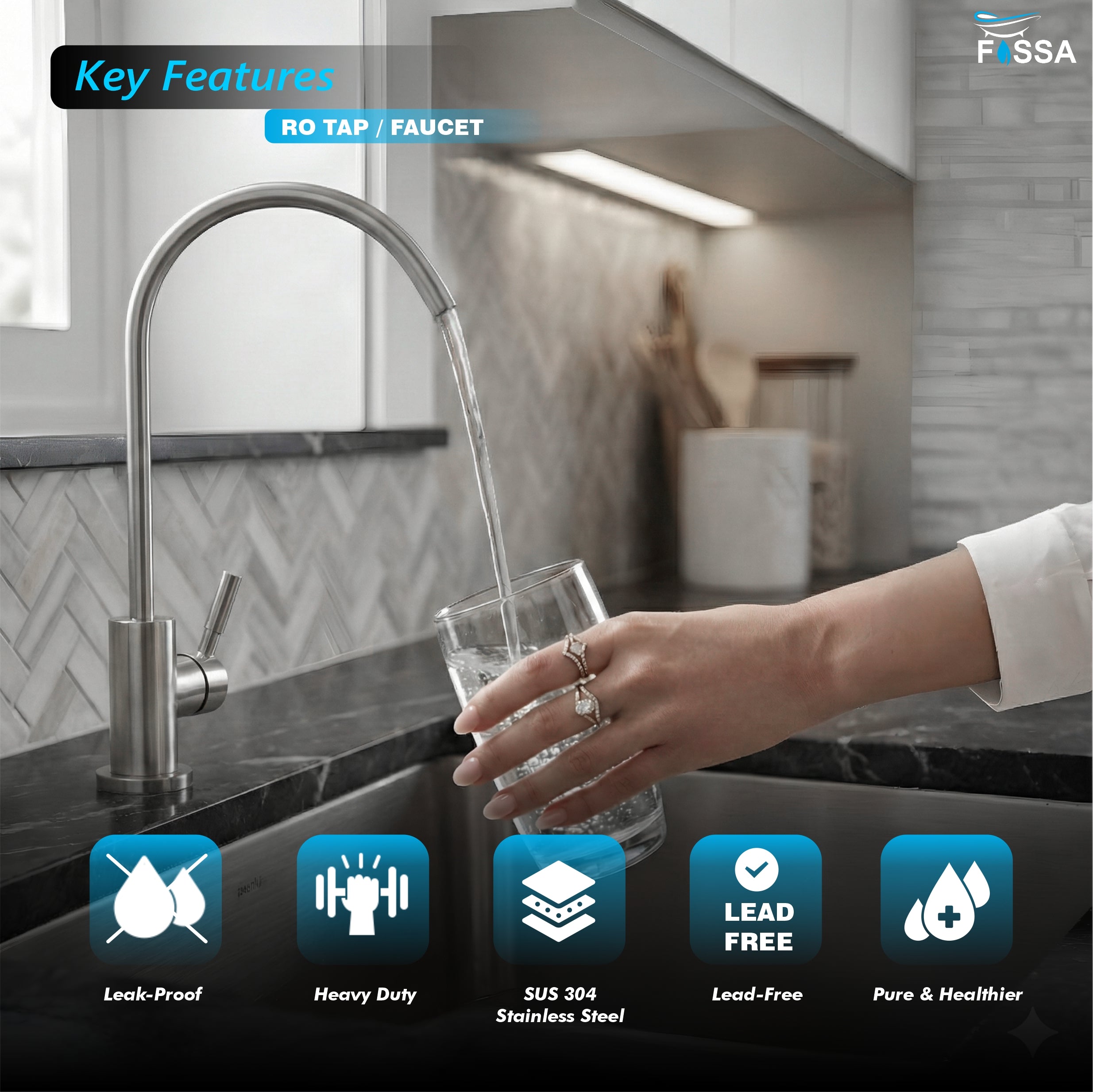 RO Tap/Faucet Premium Stainless Steel Silver - Fossa Home 