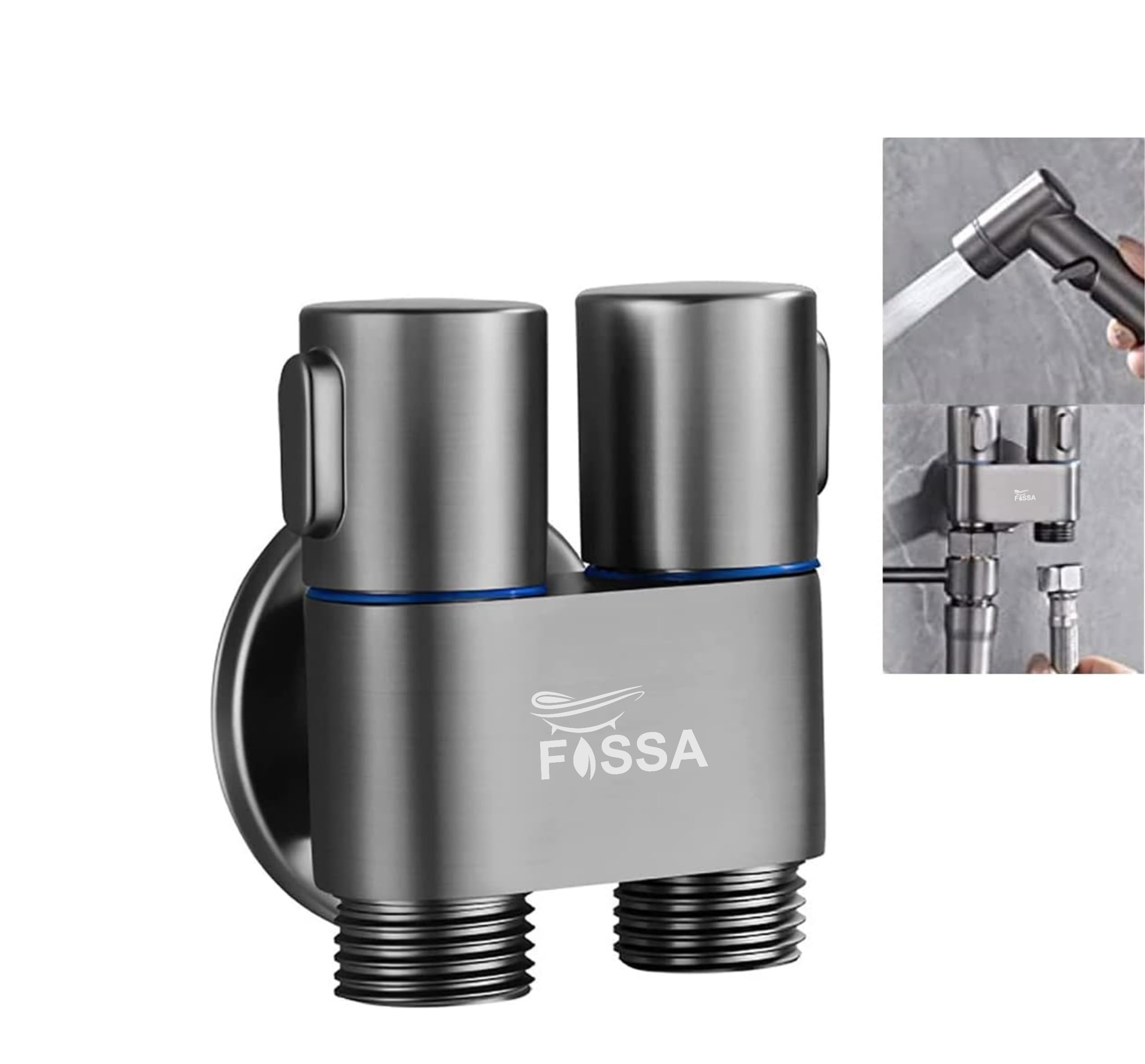 2 in 1 Brass Angle cock  Black  For Use multi Purpose - Fossa Home 