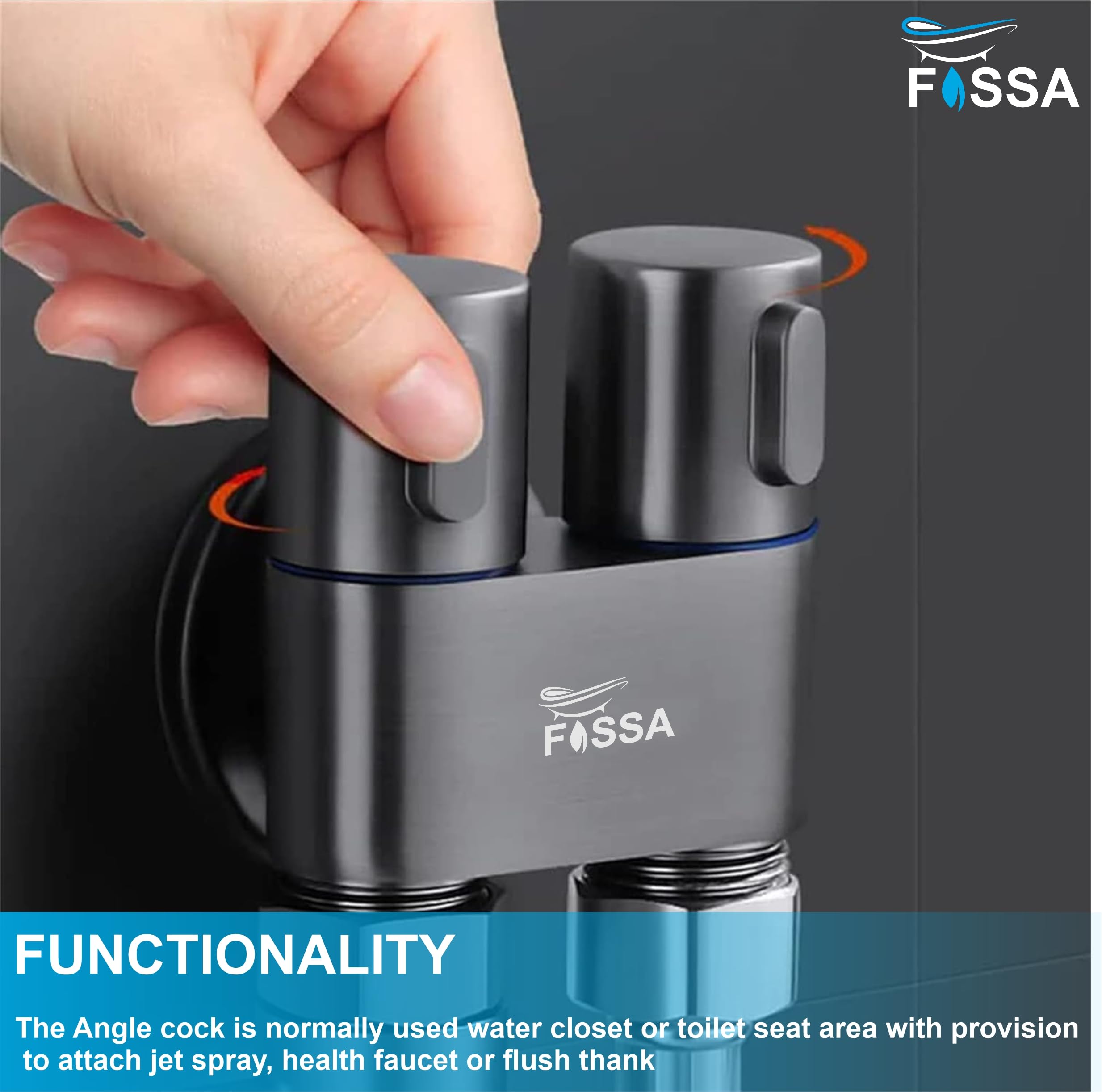 2 in 1 Brass Angle cock  Black  For Use multi Purpose - Fossa Home 