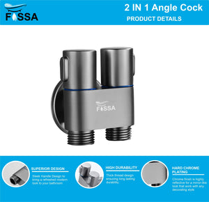 2 in 1 Brass Angle cock  Black  For Use multi Purpose - Fossa Home 