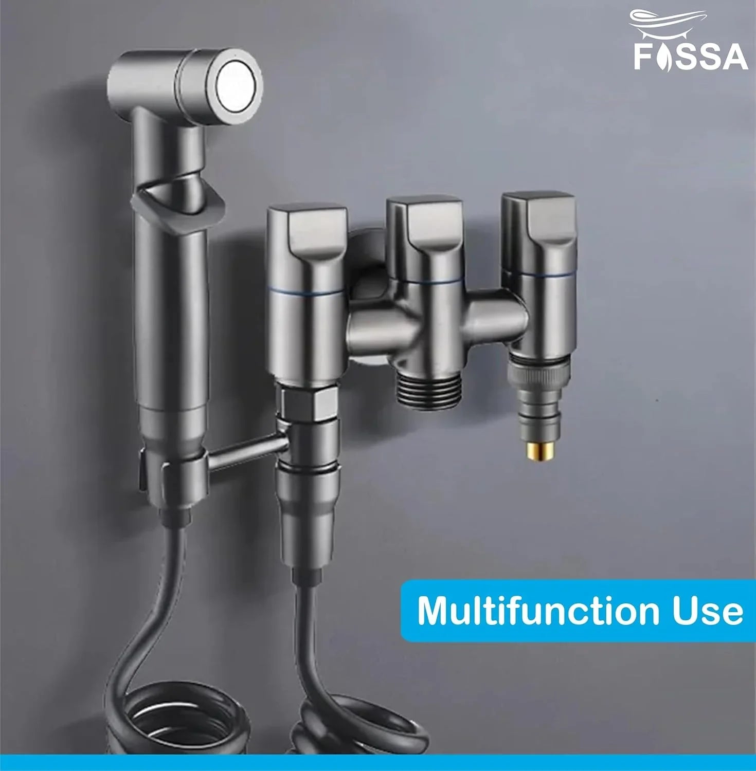 3 - Way Water Injection Angle Valve, Single Inlet and Three Outlet Angle Valve Three Way Multifunction Valve for Bathroom (Black) - Fossa Home