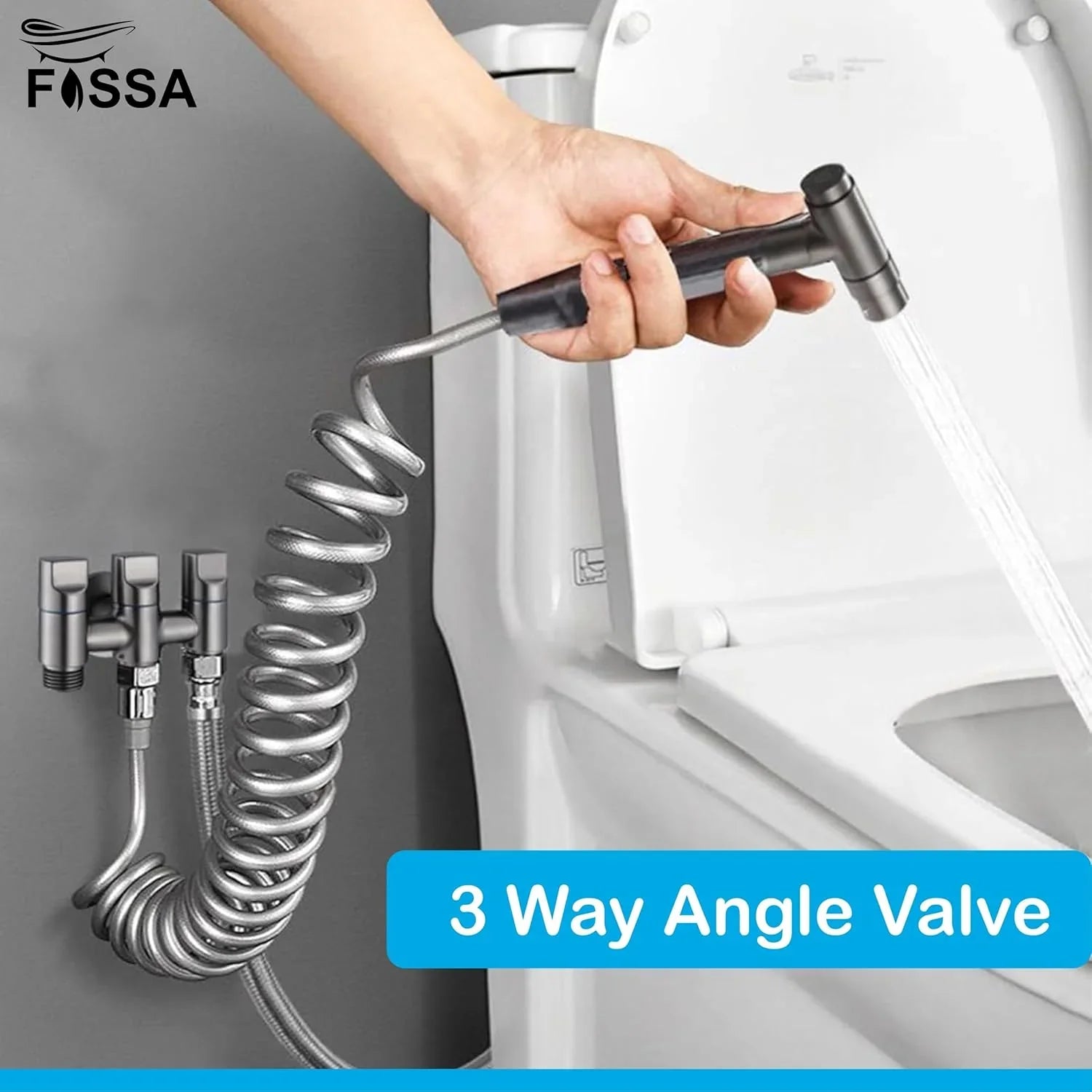 3 - Way Water Injection Angle Valve, Single Inlet and Three Outlet Angle Valve Three Way Multifunction Valve for Bathroom (Black) - Fossa Home