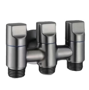 3 - Way Water Injection Angle Valve, Single Inlet and Three Outlet Angle Valve Three Way Multifunction Valve for Bathroom (Black) - Fossa Home