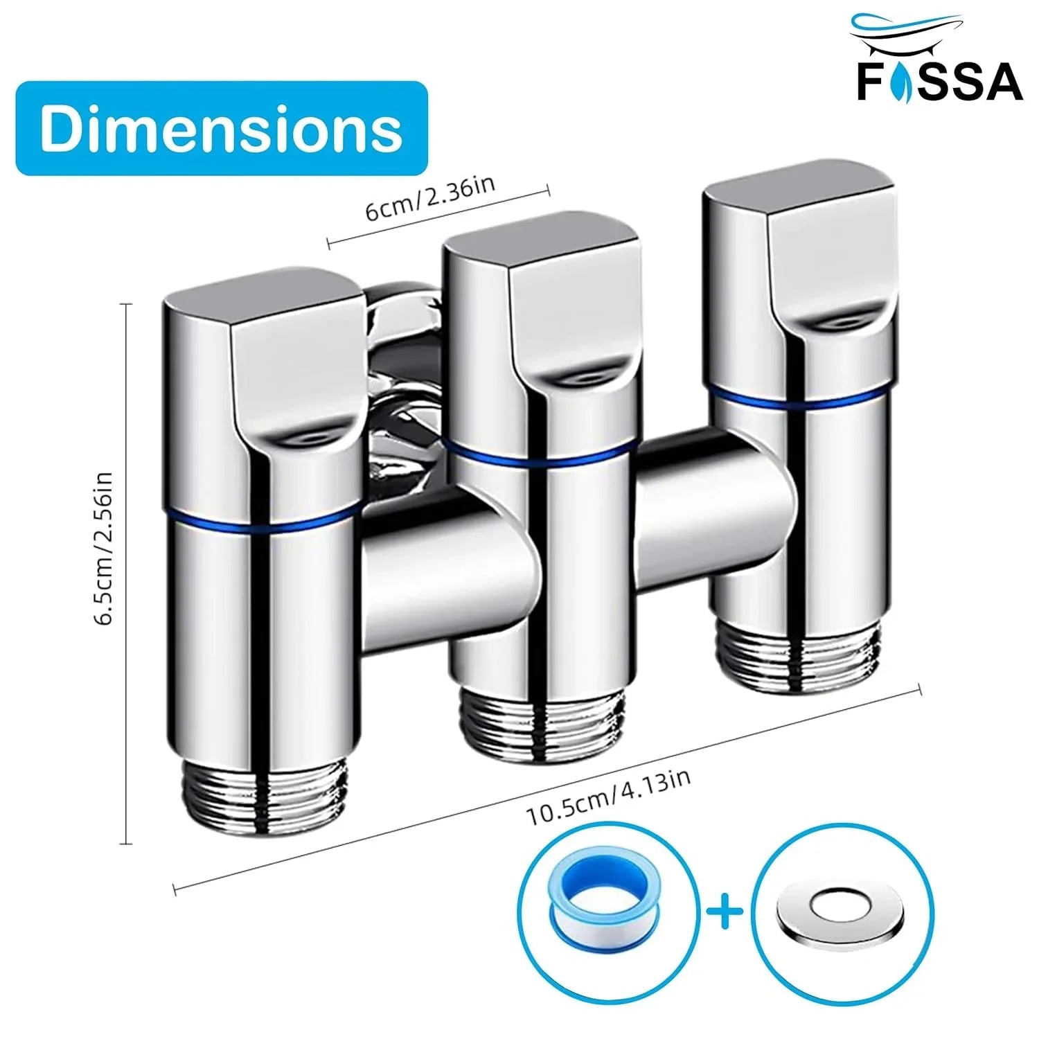 3 - Way Water Injection Angle Valve, Single Inlet and Three Outlet Angle Valve Three Way Multifunction Valve for Bathroom (Silver) - Fossa Home