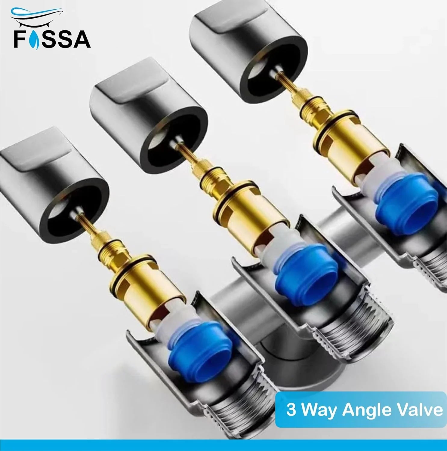 3 - Way Water Injection Angle Valve, Single Inlet and Three Outlet Angle Valve Three Way Multifunction Valve for Bathroom (Silver) - Fossa Home