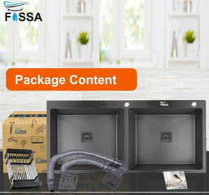 deep double bowl kitchen sink honeycomb embossed 304 steel nano coated