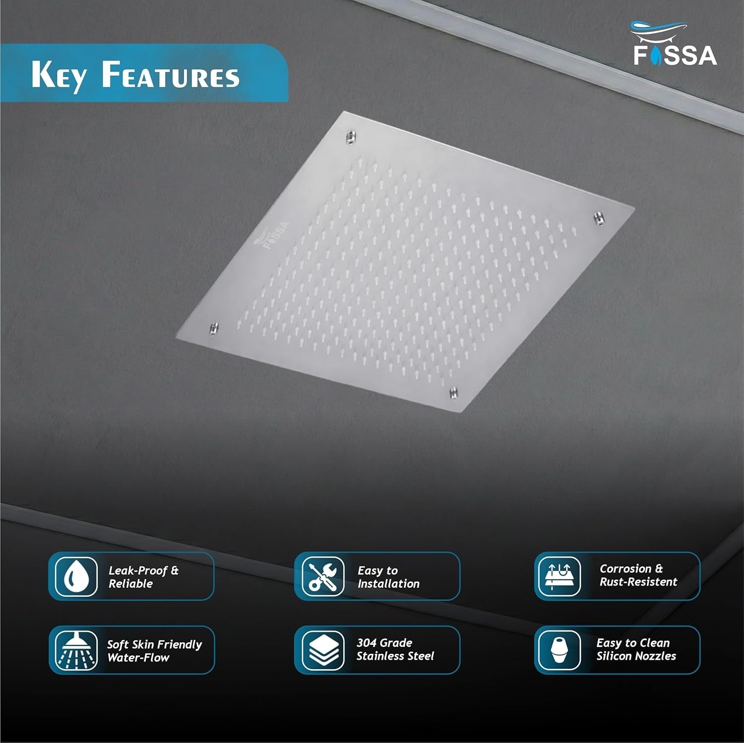 304 grade stainless steel overhead rain shower head for premium bathroom experience