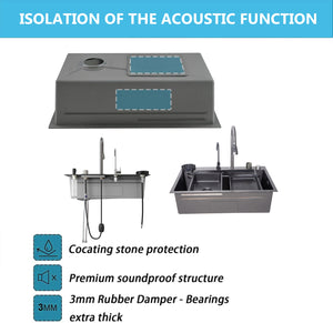 30x18 inch integrated waterfall kitchen sink with clean finish