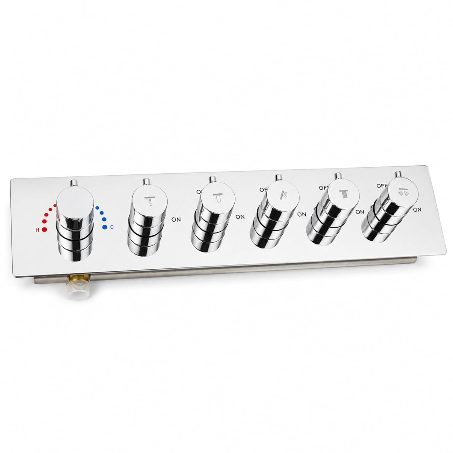 3/4 Inch Florina 5 Way Brass Thermostatic Shower Diverter Set Push Button  Silver - Fossa Home 