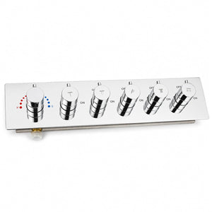 3/4 Inch Florina 5 Way Brass Thermostatic Shower Diverter Set Push Button  Silver - Fossa Home 