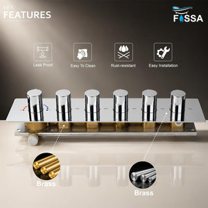3/4 Inch Florina 5 Way Brass Thermostatic Shower Diverter Set Push Button  Silver - Fossa Home 