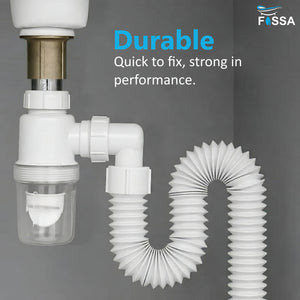 Flexible Kitchen Sink Pipe with Cup Trap  (White) - Fossa Home 