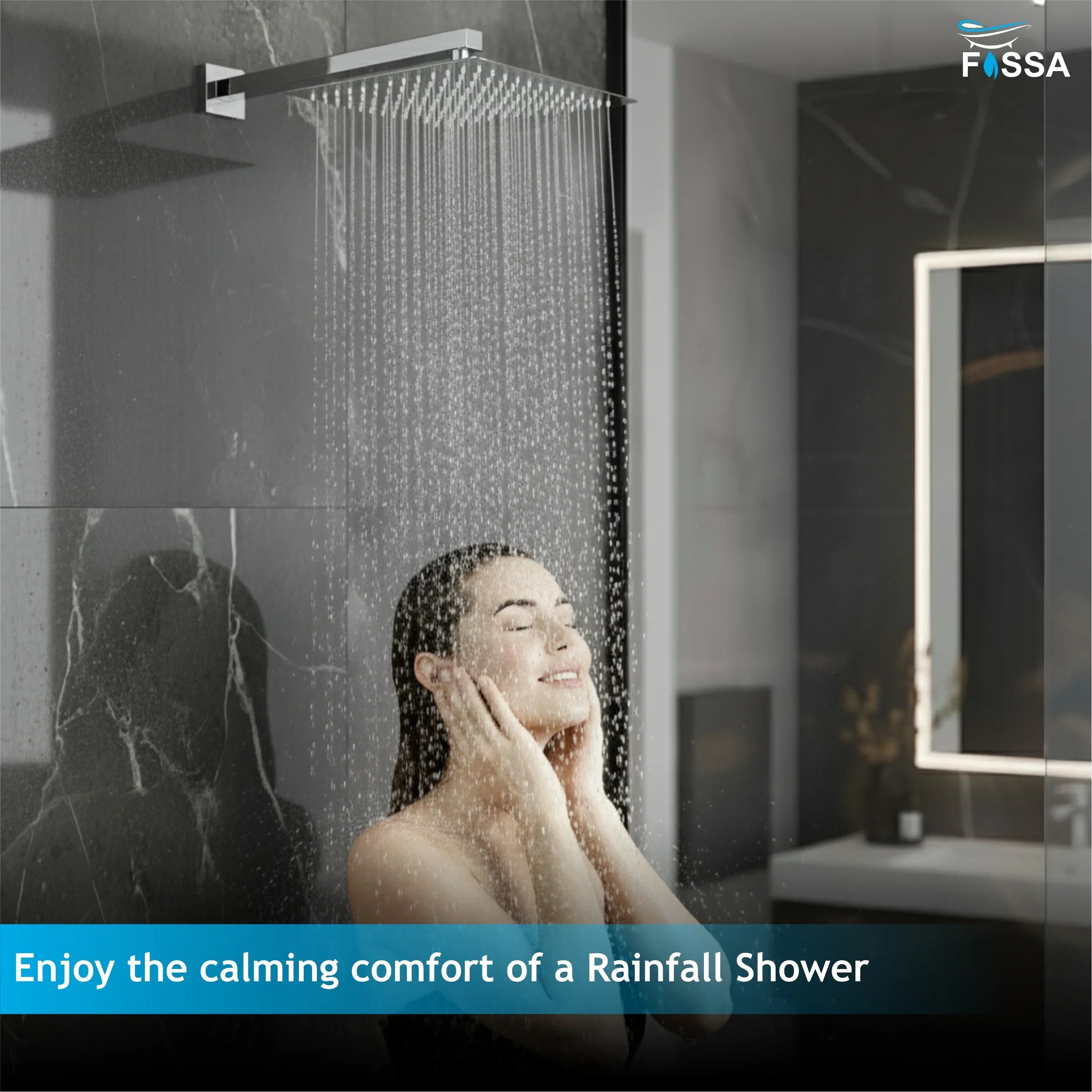 Ultra (12x12 Inches) 304- Grade Stainless Steel Chrome Finish Overhead Shower Without Arm - Fossa Home 