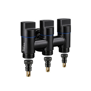 Designed with multiple outlets for washing machine, faucet and utility water connection.
