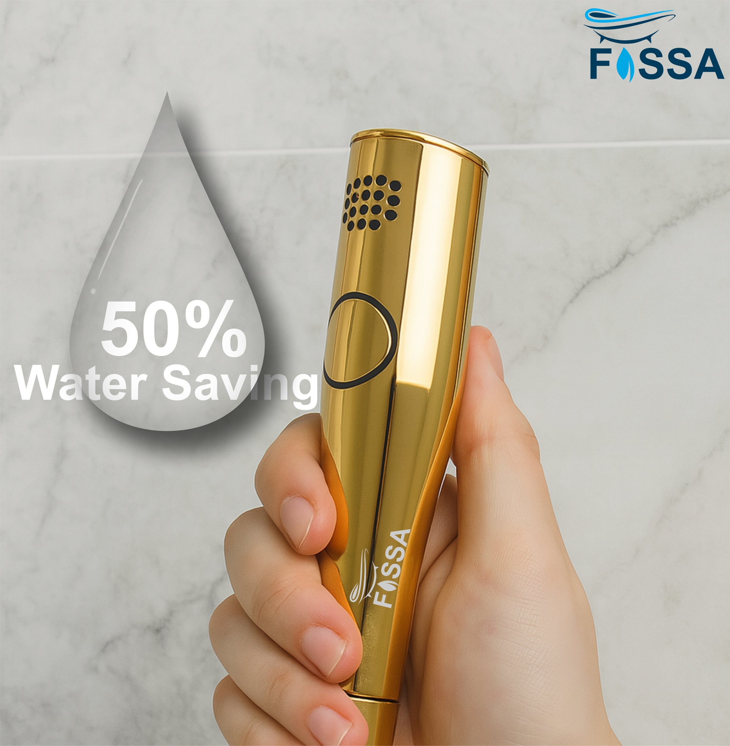 Fossa Italian Collection Heath Faucet Handheld Bidet Sprayer for Bathroom | Cloth Diaper Sprayer for Toilet | Health Faucet with 1 Mtr Hose Pipe, Hook | Chrome Finish (AQUAelite Gold)