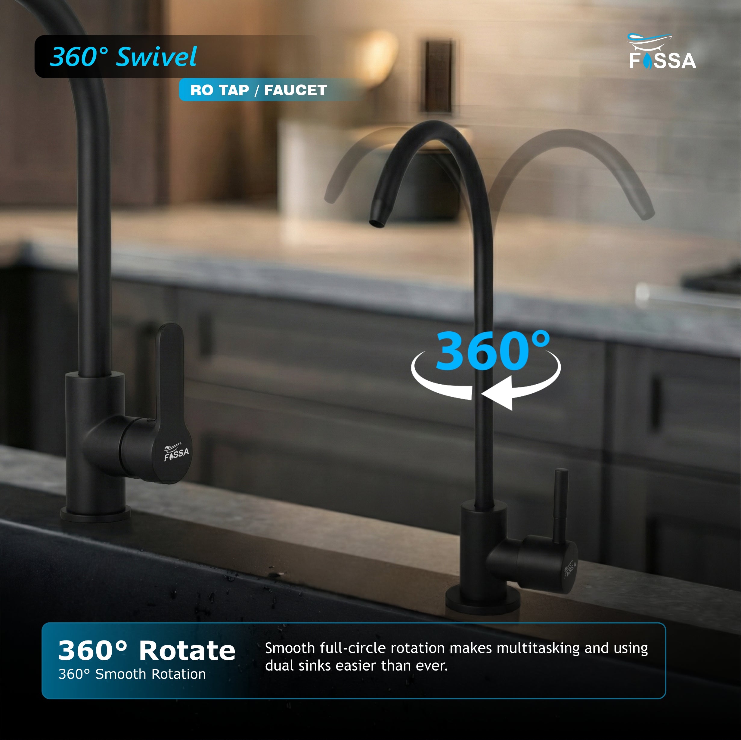 RO Tap/Faucet Premium Stainless Steel Black - Fossa Home 