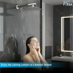 Ultra (4x4 Inches) 304- Grade Stainless Steel Chrome Finish Overhead Shower With Arm (9 Inch) - Fossa Home 