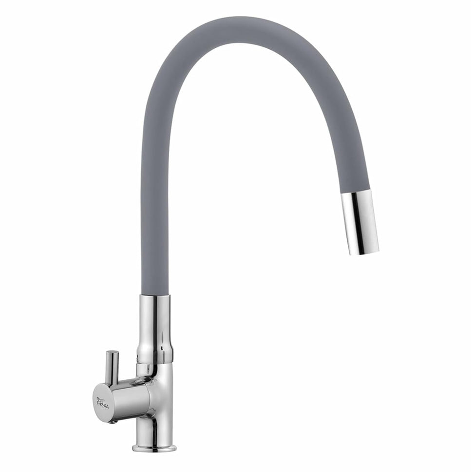 Fossa Orbit 20 Inch Swan Neck Faucet, Tap 360° rotatable Flexible Functional Water tap for Kitchen Sinks Spout Chrome Finish (Silicon Spout Grey)