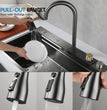 Fossa 24x18x10 Waterfall SS-304 Grade Nano Kitchen Sink with Integrated Pull Out Mixer Faucet & Complete Set