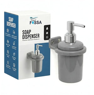 Ceramic Grey Soap Dispenser Unbreakable Glossy Finish (RG-124) - Fossa Home 