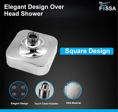 Fossa 4"x4" Square Elite Shower Head - High Pressure Rain - Luxury Design - 1-Min Install - Easy Clean Adjustable for Your Bathroom Shower Heads (Without Arm)