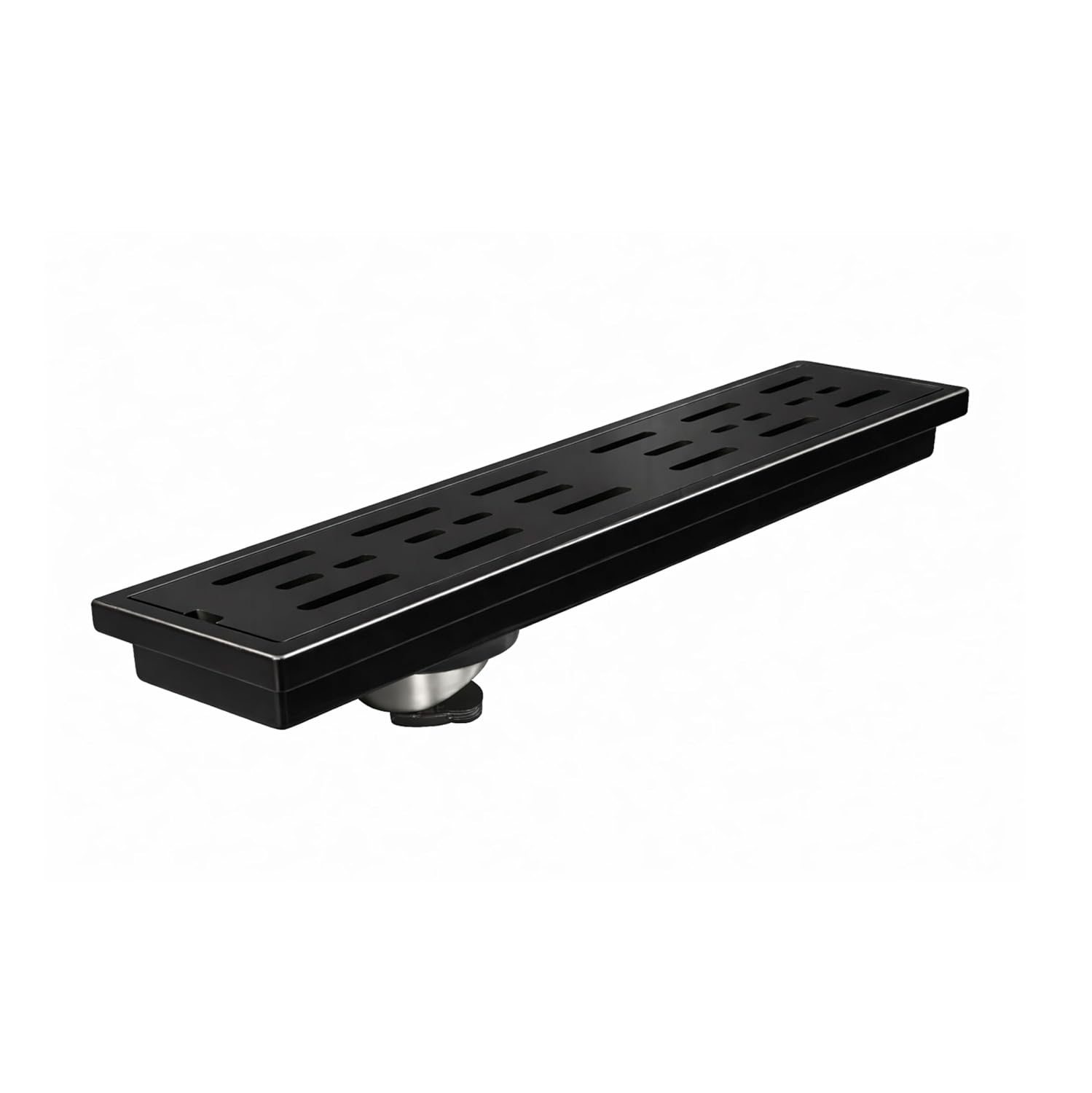 Ceramic (18 x 4 Inches) Melamine Shower Channel Floor Drain Black Glossy Finish (RB-219)